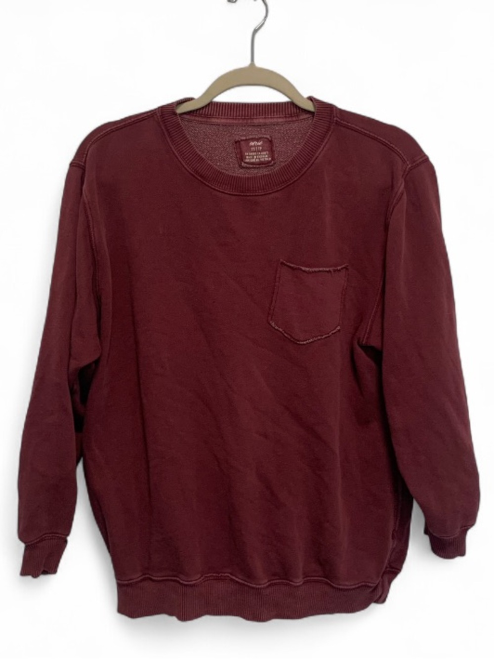 aerie Dark Red Crewneck Pocket Sweatshirt
